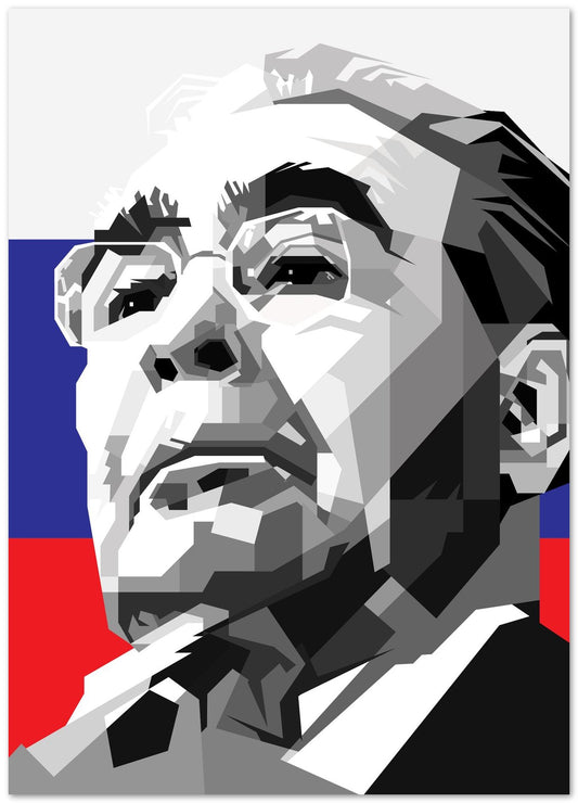 Leonid Brezhnev Blackwhite Portrait - @Artkreator