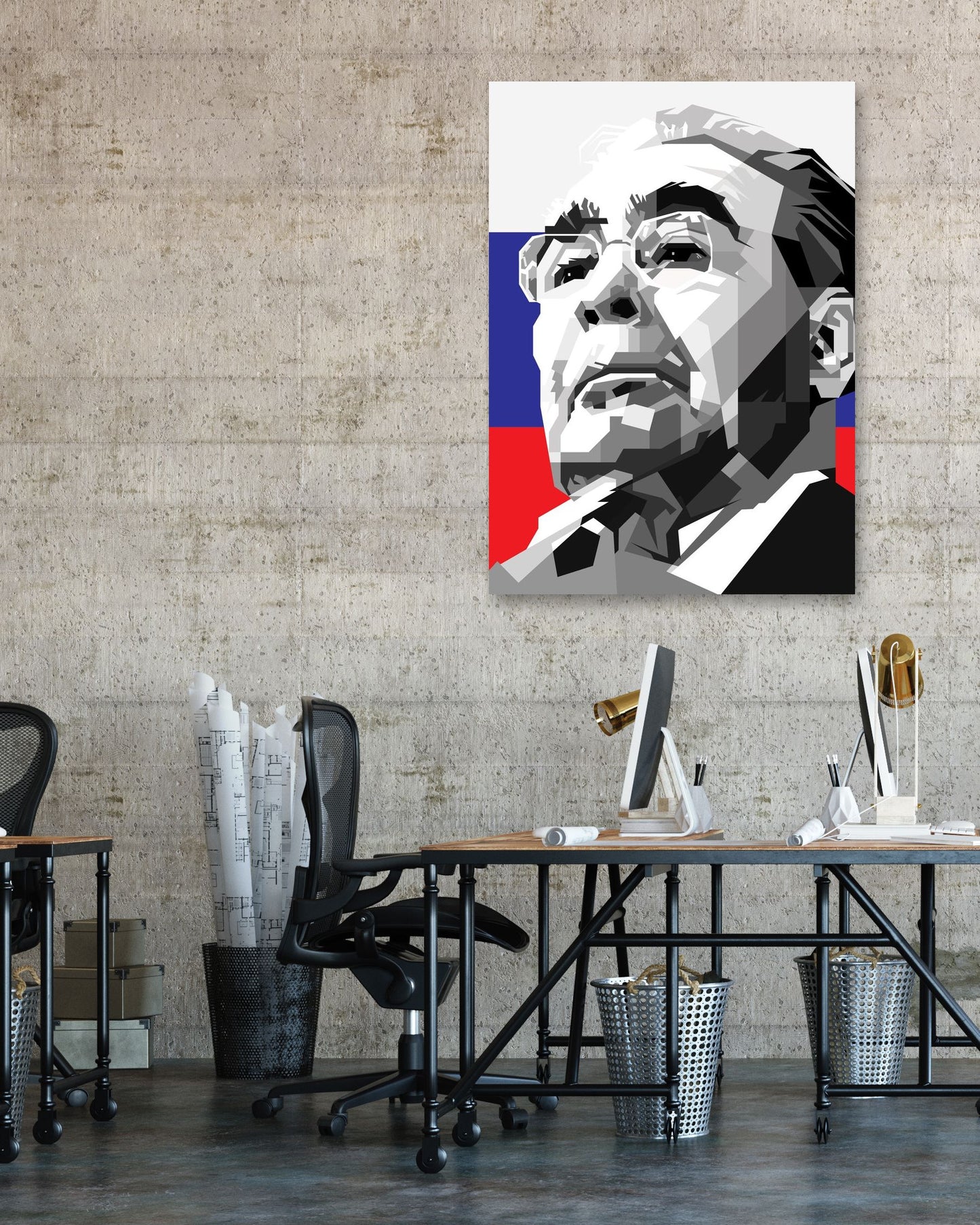 Leonid Brezhnev Blackwhite Portrait - @Artkreator