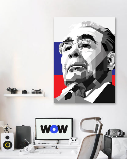 Leonid Brezhnev Blackwhite Portrait - @Artkreator