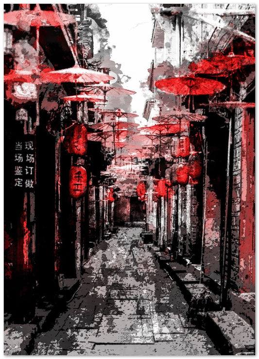 Japan Street sacred temple red umbrella - @SyanArt
