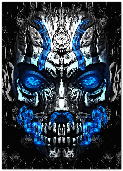 Oni Mask Blue Flamme Djinn jinn  - @SyanArt