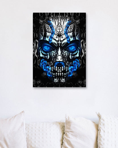 Oni Mask Blue Flamme Djinn jinn  - @SyanArt