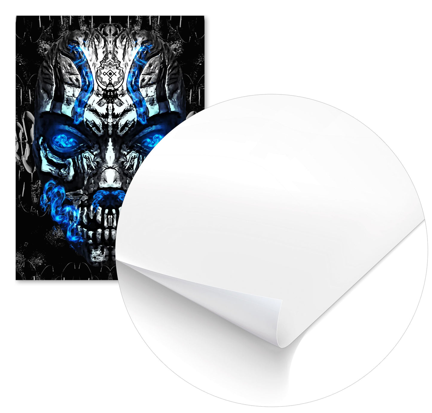 Oni Mask Blue Flamme Djinn jinn  - @SyanArt