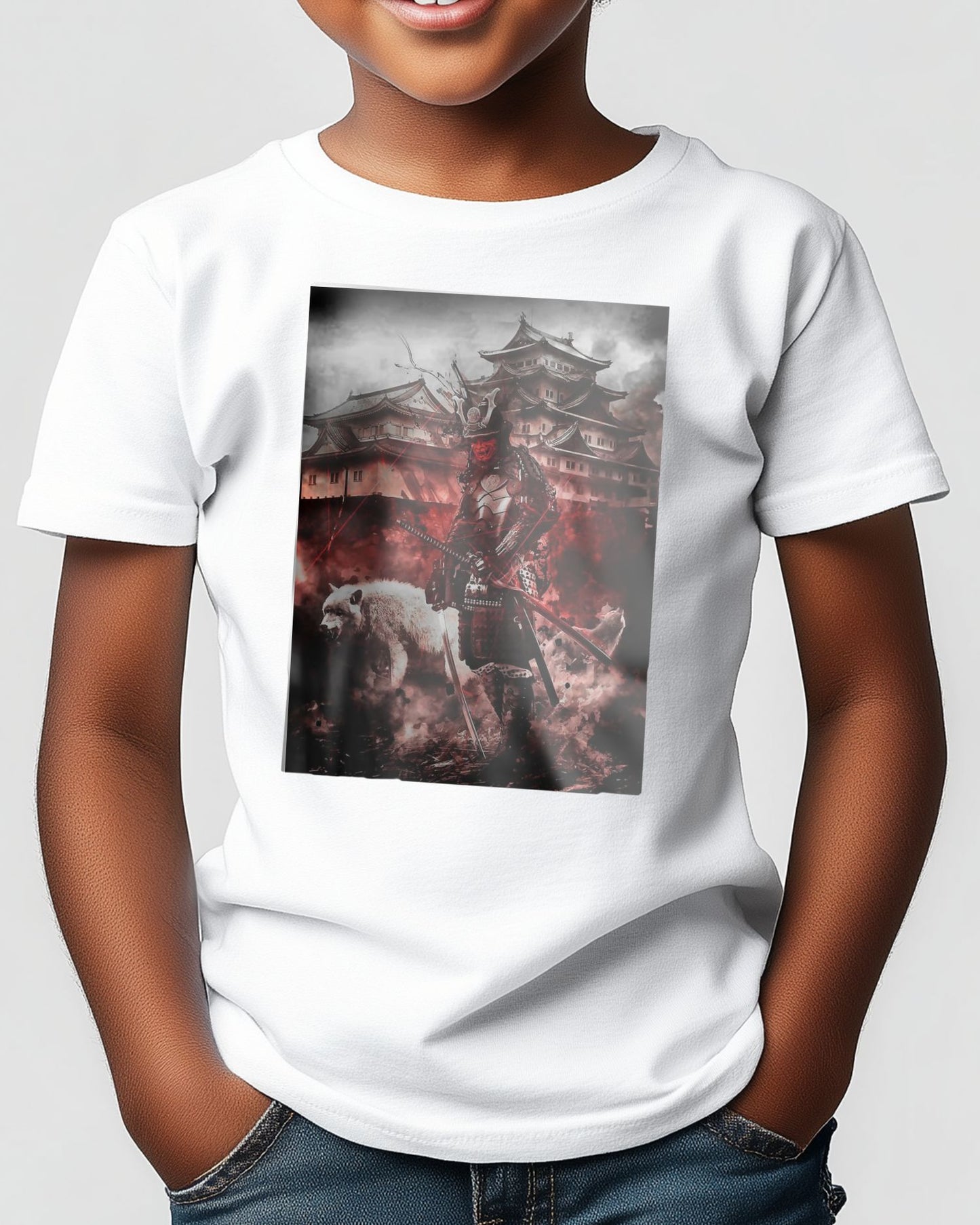 Red Oni Samurai Battle white wolfs edo Castle - @SyanArt