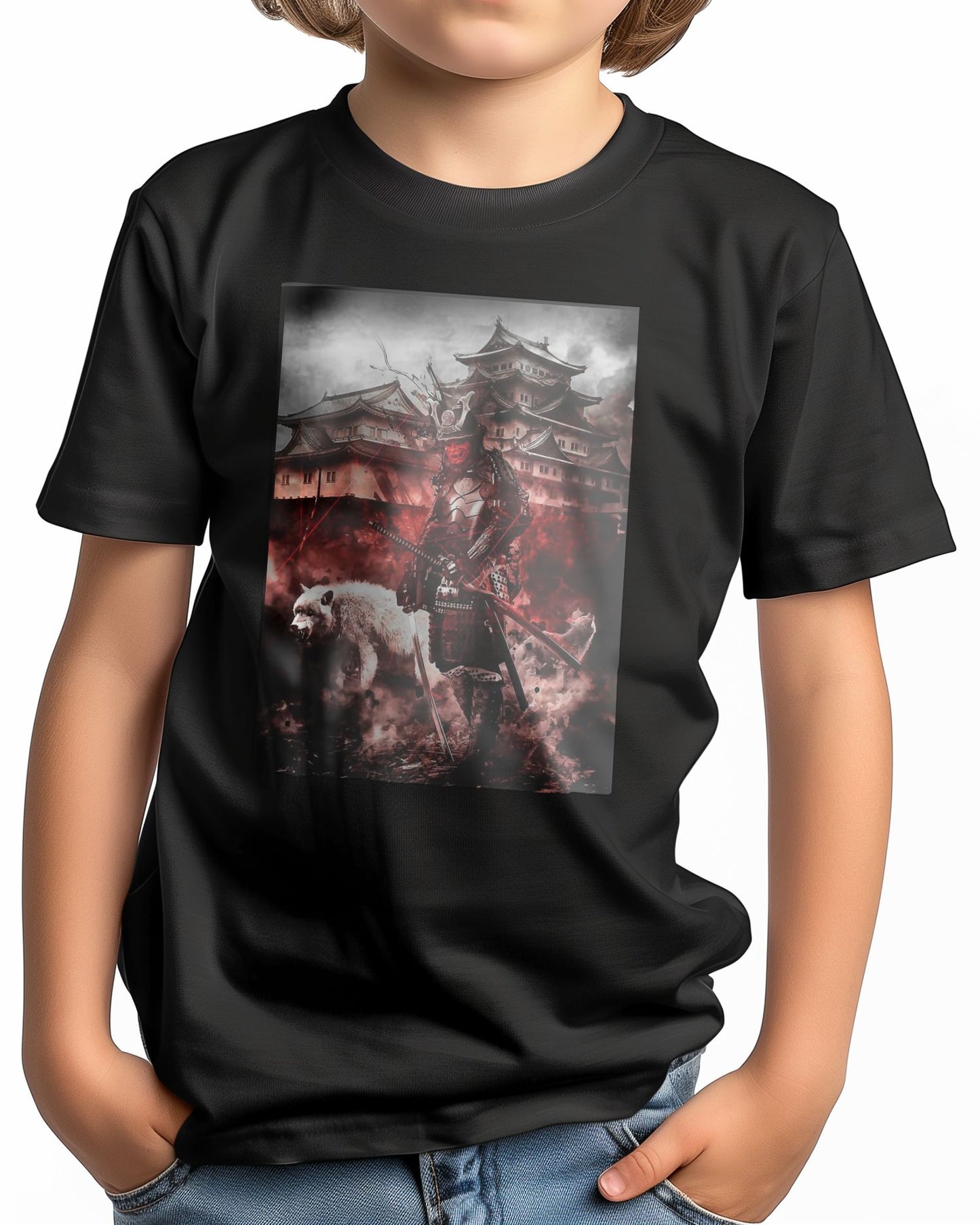 Red Oni Samurai Battle white wolfs edo Castle - @SyanArt