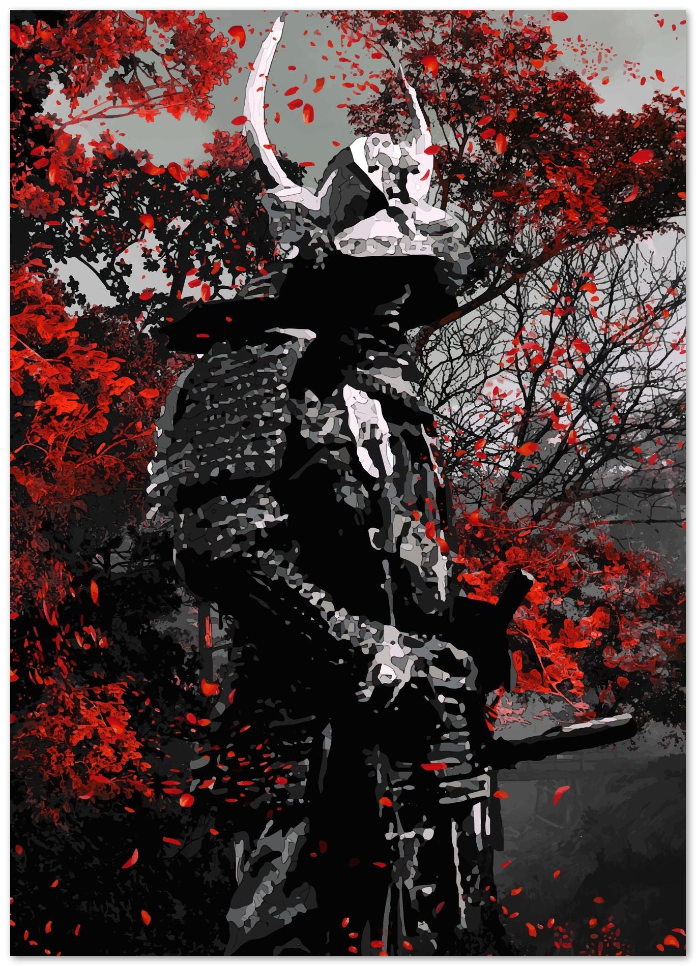 Red Samurai Flowers - @SyanArt