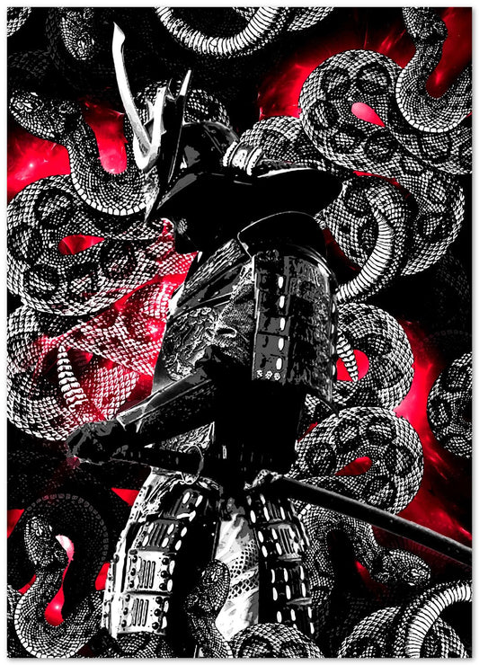 Red samurai snake abstract fantasy - @SyanArt