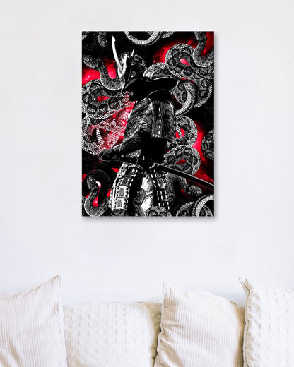 Red samurai snake abstract fantasy - @SyanArt