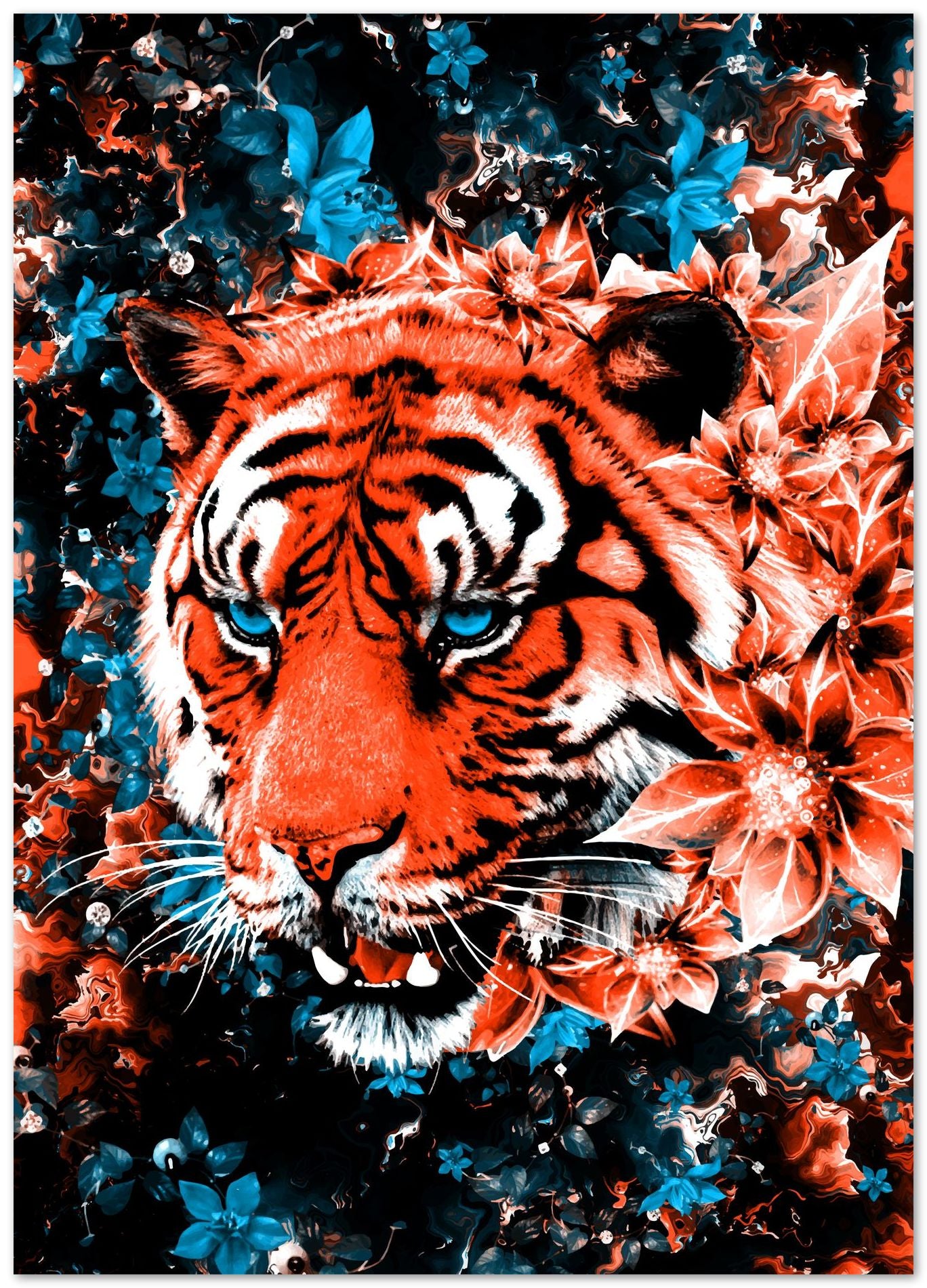 Bangali Tiger orange forest blue eyes - @SyanArt