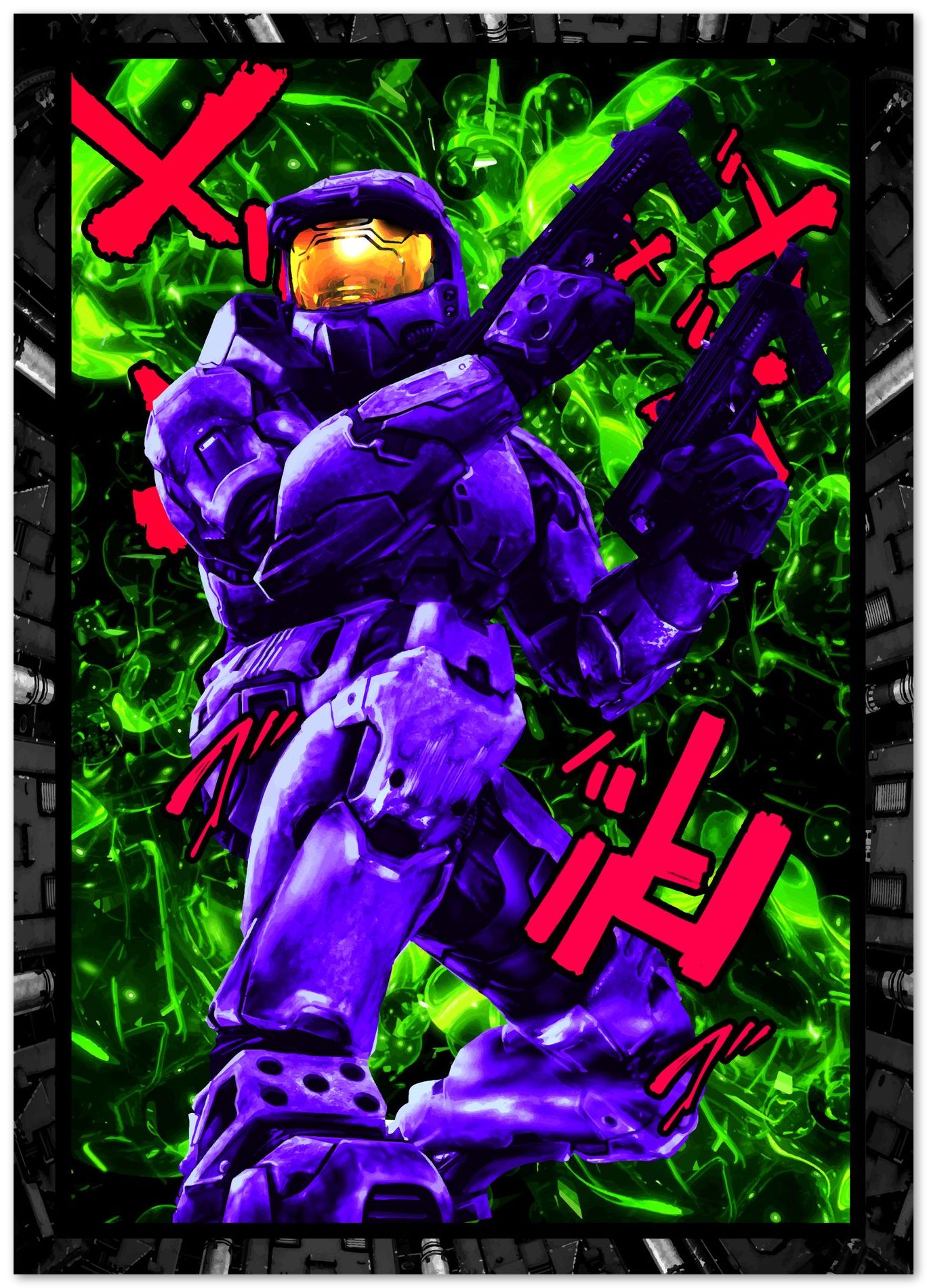 Halo Master Chef neon kanji - @SyanArt