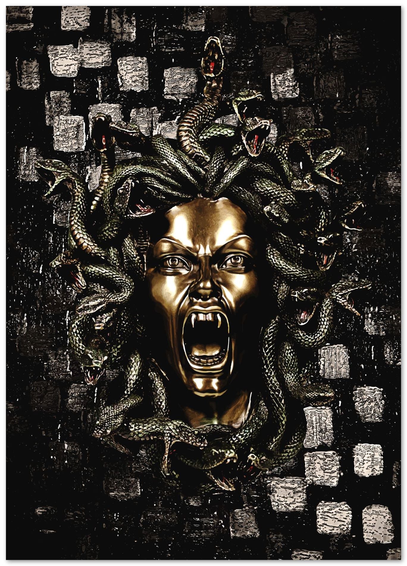 Greek Medusa mytology golden stone - @SyanArt