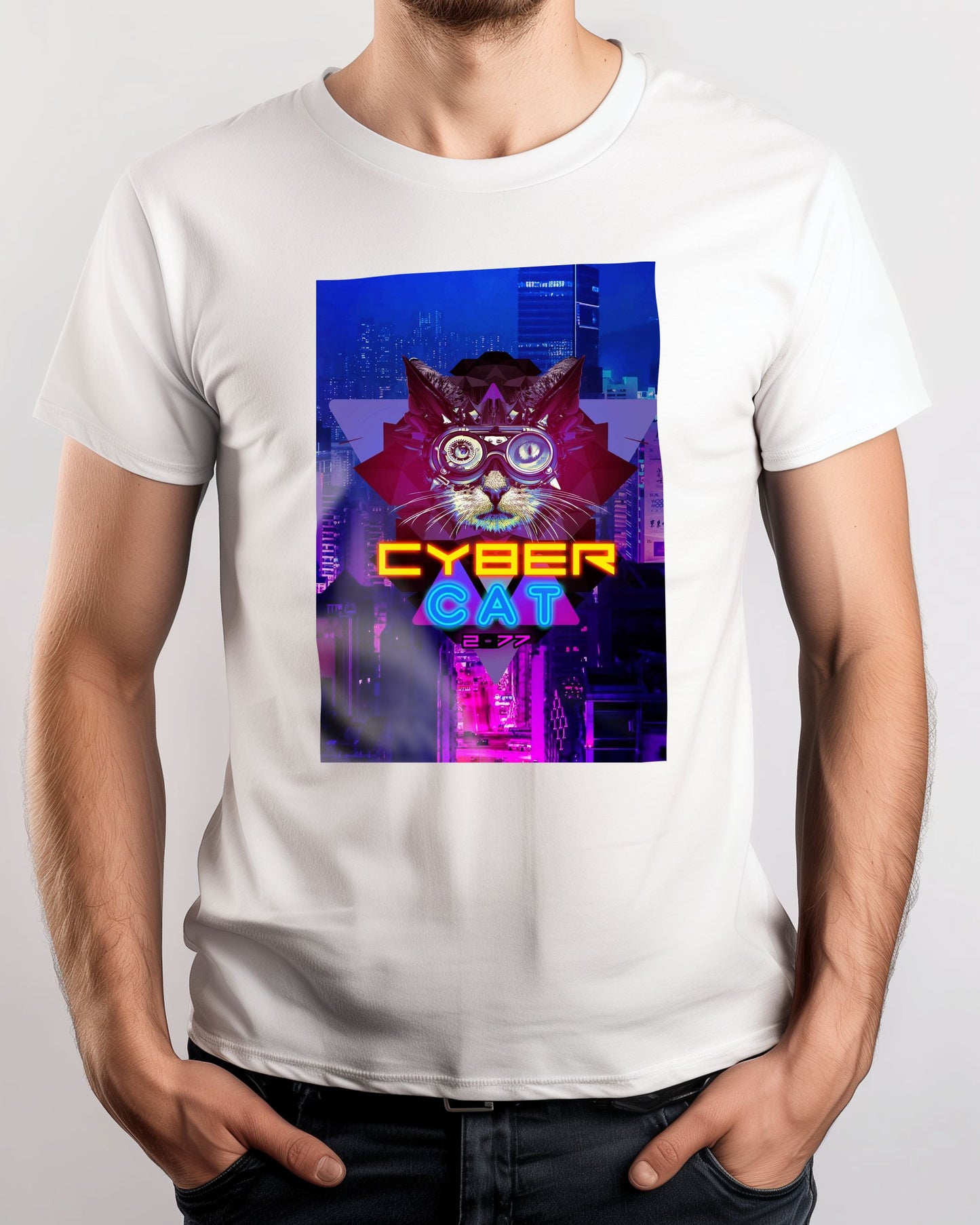 Cybercat 2077 funny gag gaming mancave - @SyanArt