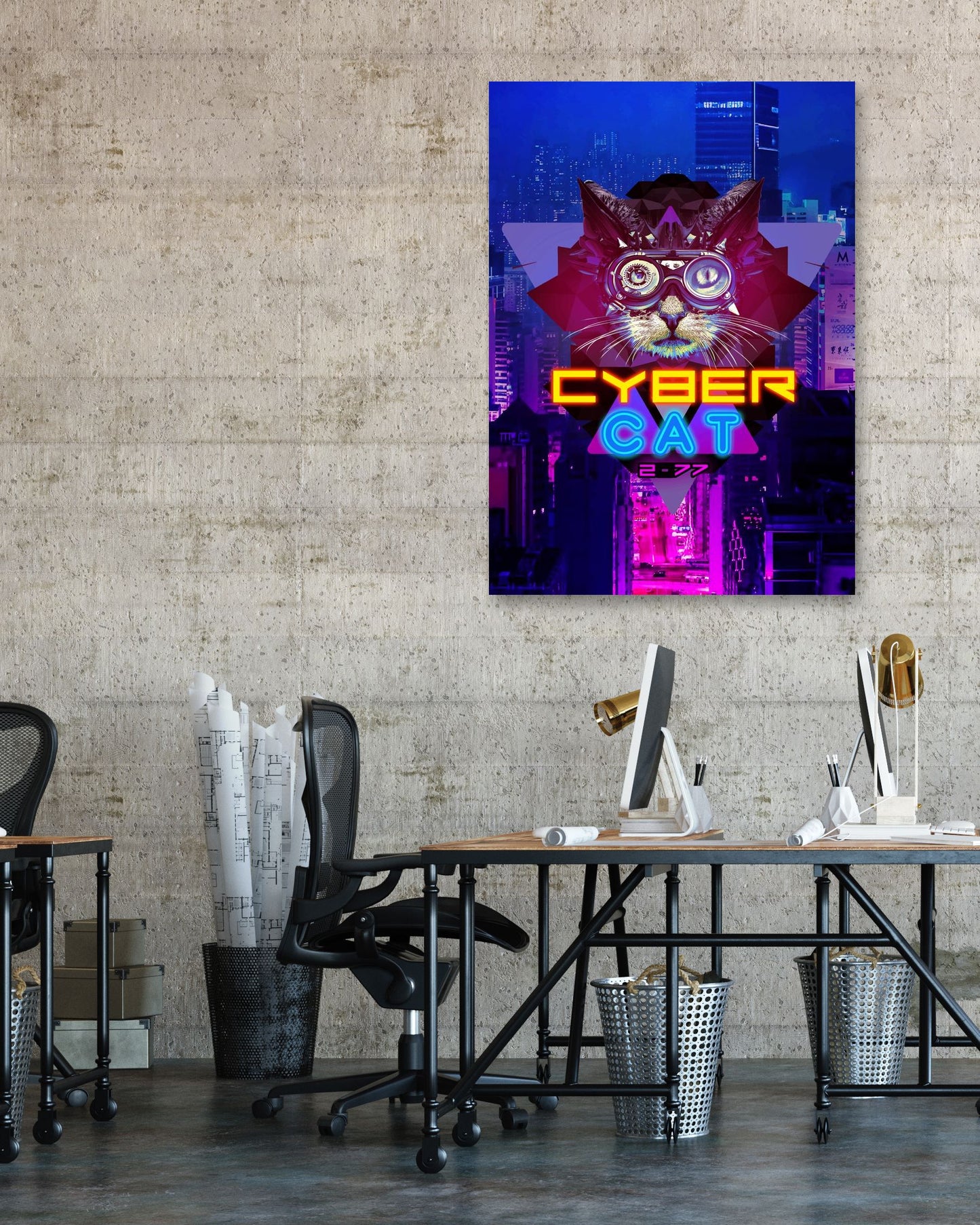 Cybercat 2077 funny gag gaming mancave - @SyanArt