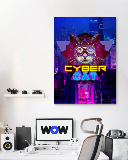 Cybercat 2077 funny gag gaming mancave - @SyanArt