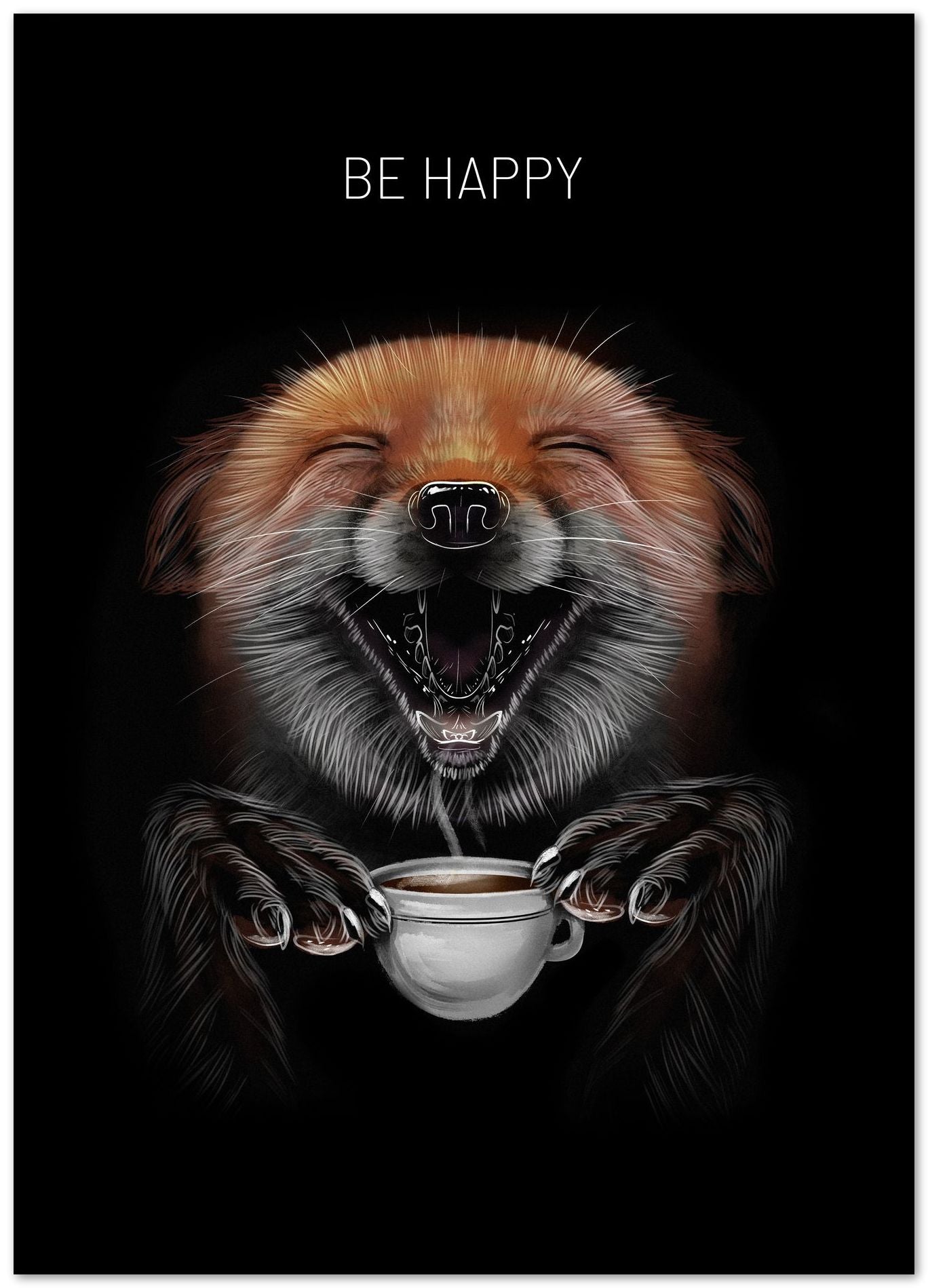 Happy Fox With Coffee - @PUFFY