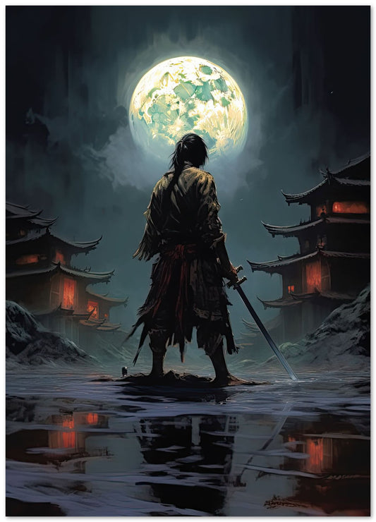 Samurai Back Moon Japan - @ZakeDjelevic