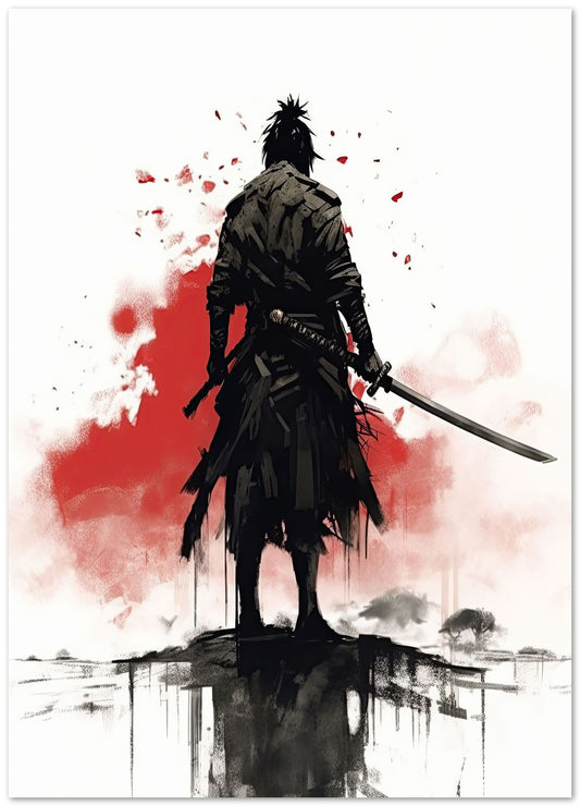 Samurai Ink Art White Red - @ZakeDjelevic