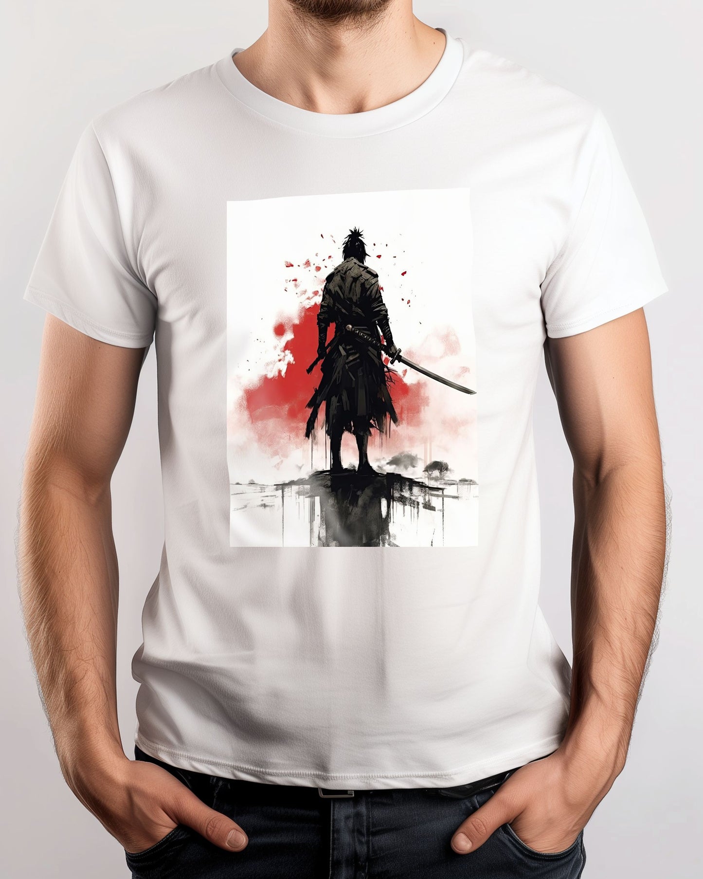 Samurai Ink Art White Red - @ZakeDjelevic