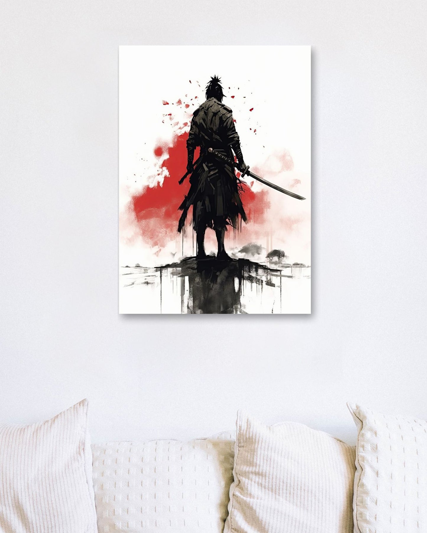 Samurai Ink Art White Red - @ZakeDjelevic