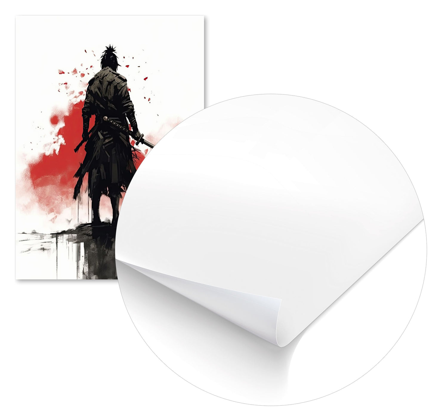 Samurai Ink Art White Red - @ZakeDjelevic