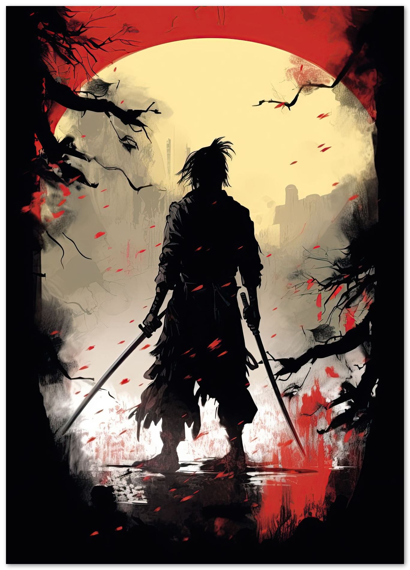 Samurai Moon Black Red - @ZakeDjelevic