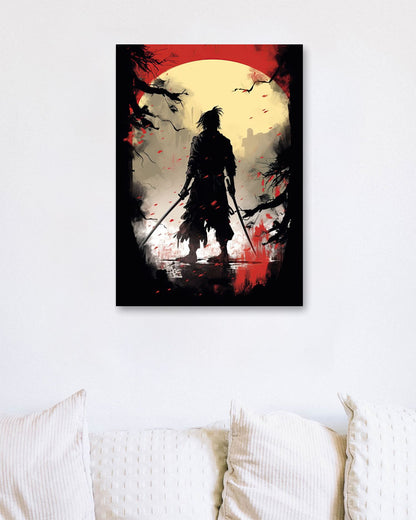 Samurai Moon Black Red - @ZakeDjelevic