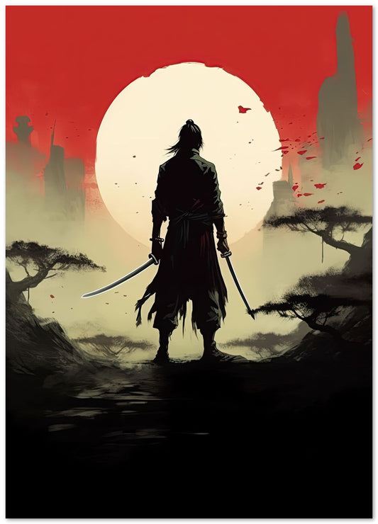 Samurai Moon White Red - @ZakeDjelevic