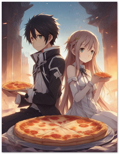 Kirito Asuna Eating Pizza - @JongKlebesGallery