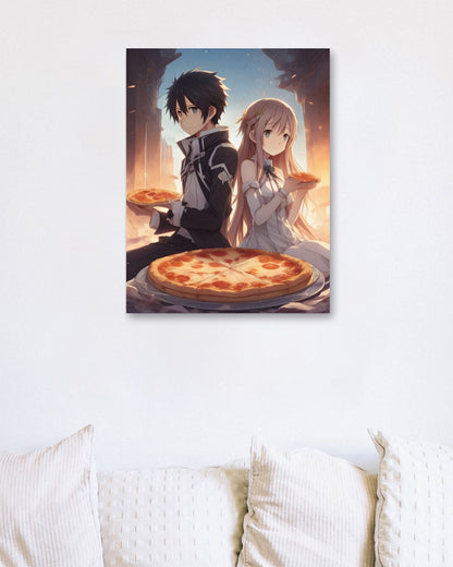 Kirito Asuna Eating Pizza - @JongKlebesGallery