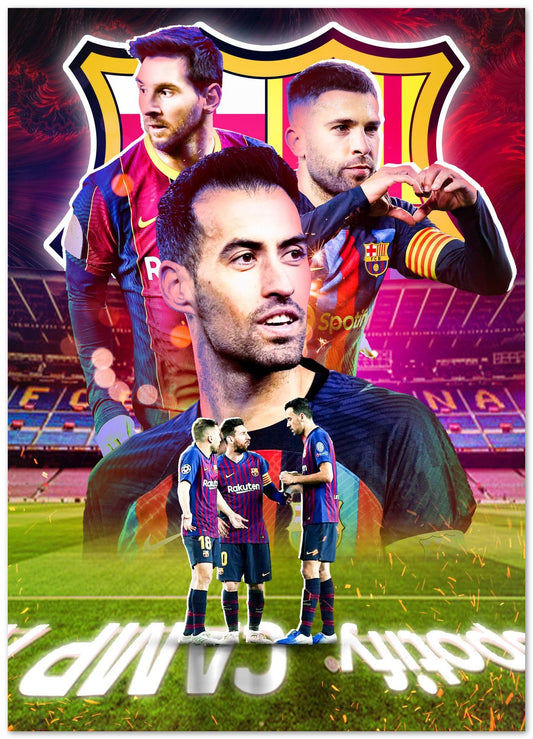 Lionel Messi Sergio Busquets Jordi Alba Barcelona Legend - @ColorizeStudio