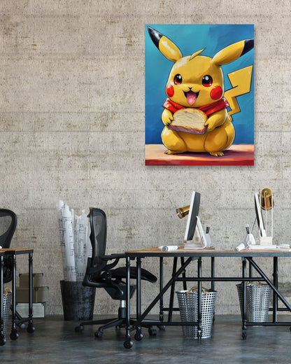 Pikachu eating sandwich - @JongKlebesGallery