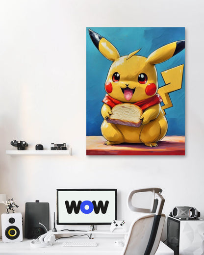 Pikachu eating sandwich - @JongKlebesGallery