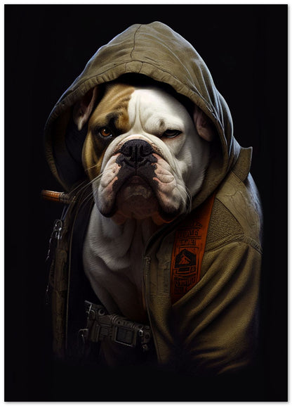 Bulldog Wearing Hoodie - @PUFFY