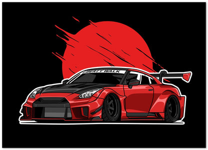 Nissan GT-R R35 Red Black Background - @bulldsgn