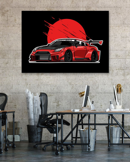 Nissan GT-R R35 Red Black Background - @bulldsgn