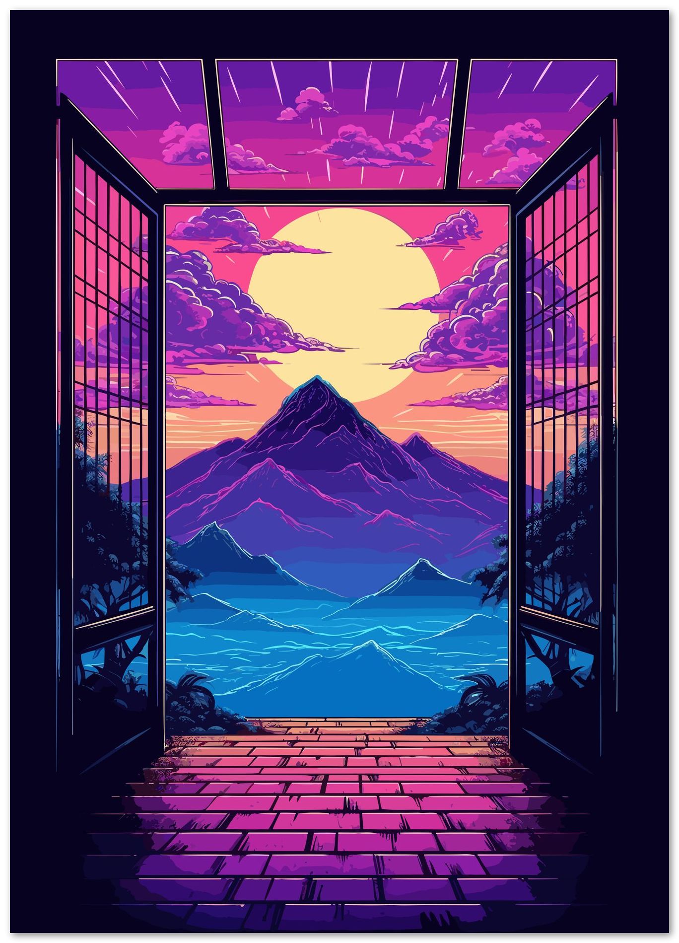 Synthwave Retro Mountain - @GreyArt