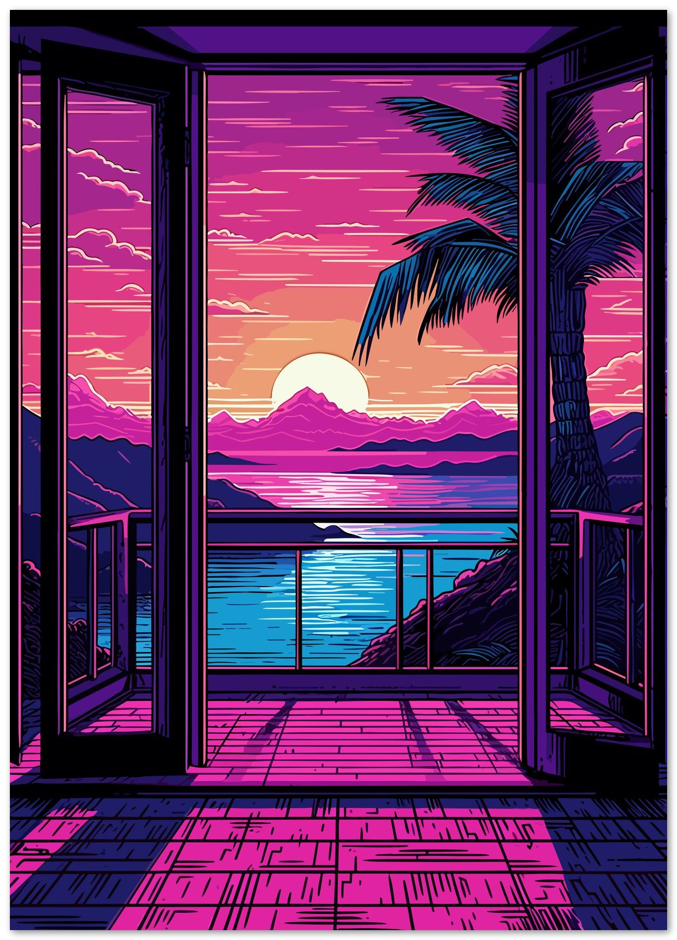 Synthwave Retro Sea 1 - @GreyArt