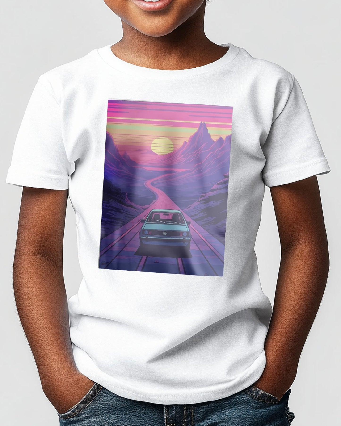 Volkswagen Golf Car Synthwave Retro - @GreyArt