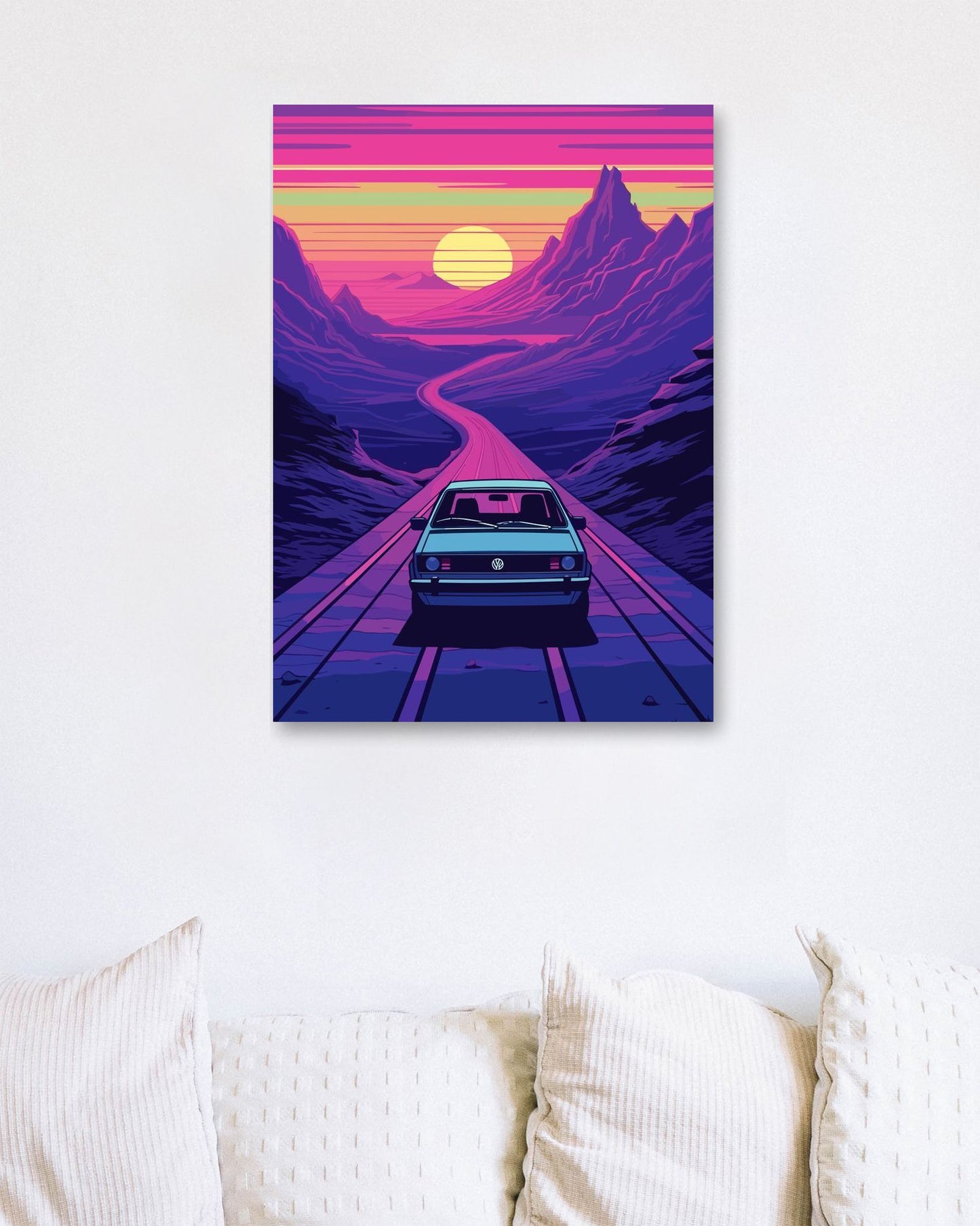 Volkswagen Golf Car Synthwave Retro - @GreyArt