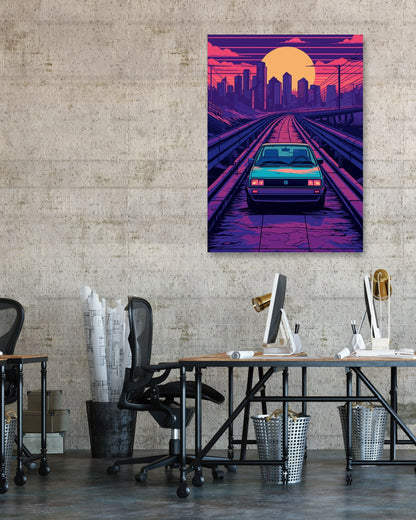 Volkswagen Car Synthwave Retro - @GreyArt