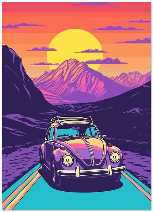 Volkswagen Car Synthwave Retro 1 - @GreyArt