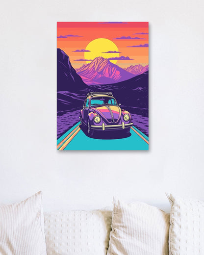 Volkswagen Car Synthwave Retro 1 - @GreyArt