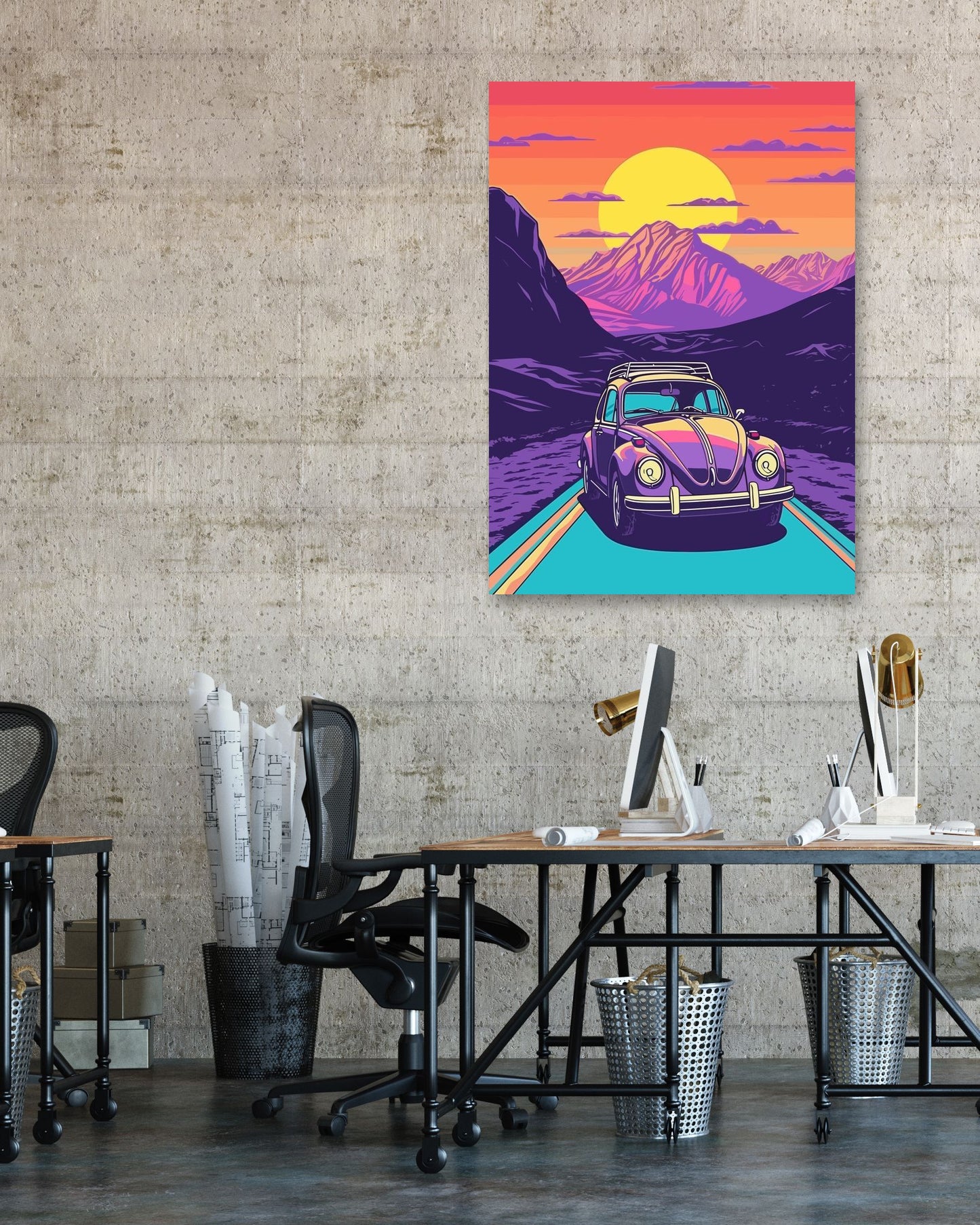 Volkswagen Car Synthwave Retro 1 - @GreyArt