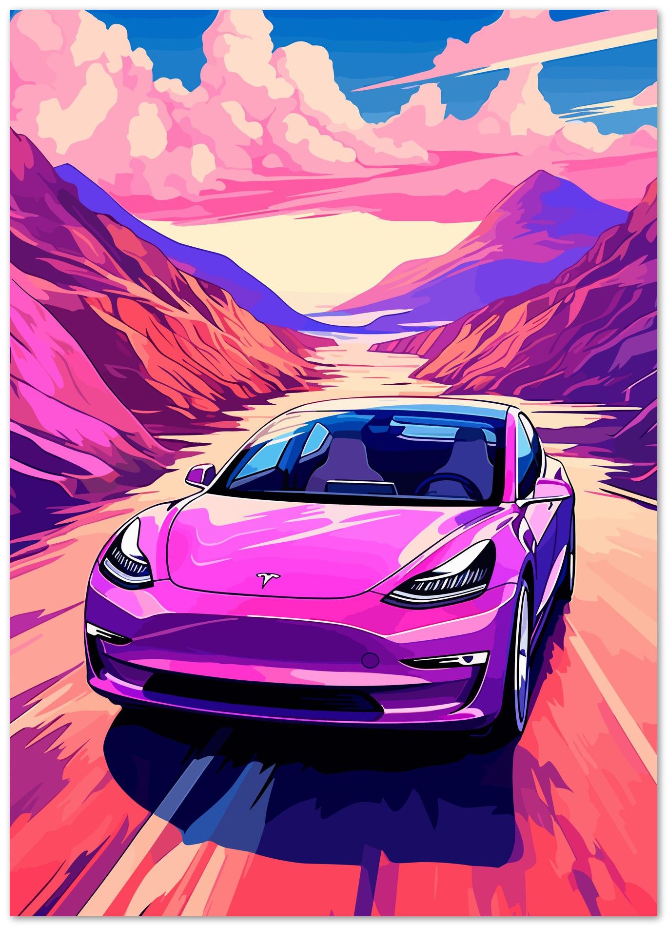 Tesla 3 Retro Synthwave - @GreyArt