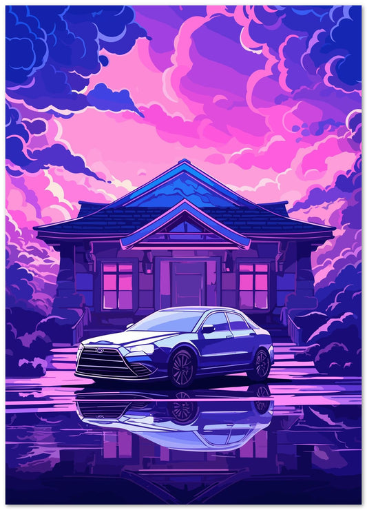 Hyundai Sonata Car Retro Synthwave - @GreyArt