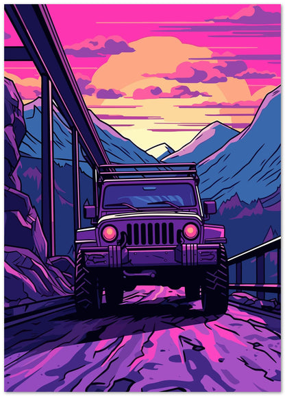 Jeep Wrangler Car Retro Synthwave - @GreyArt