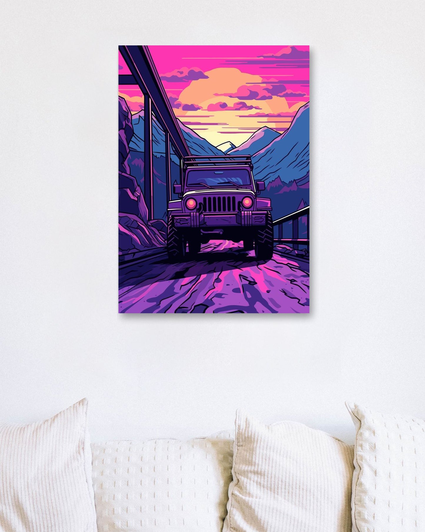 Jeep Wrangler Car Retro Synthwave - @GreyArt