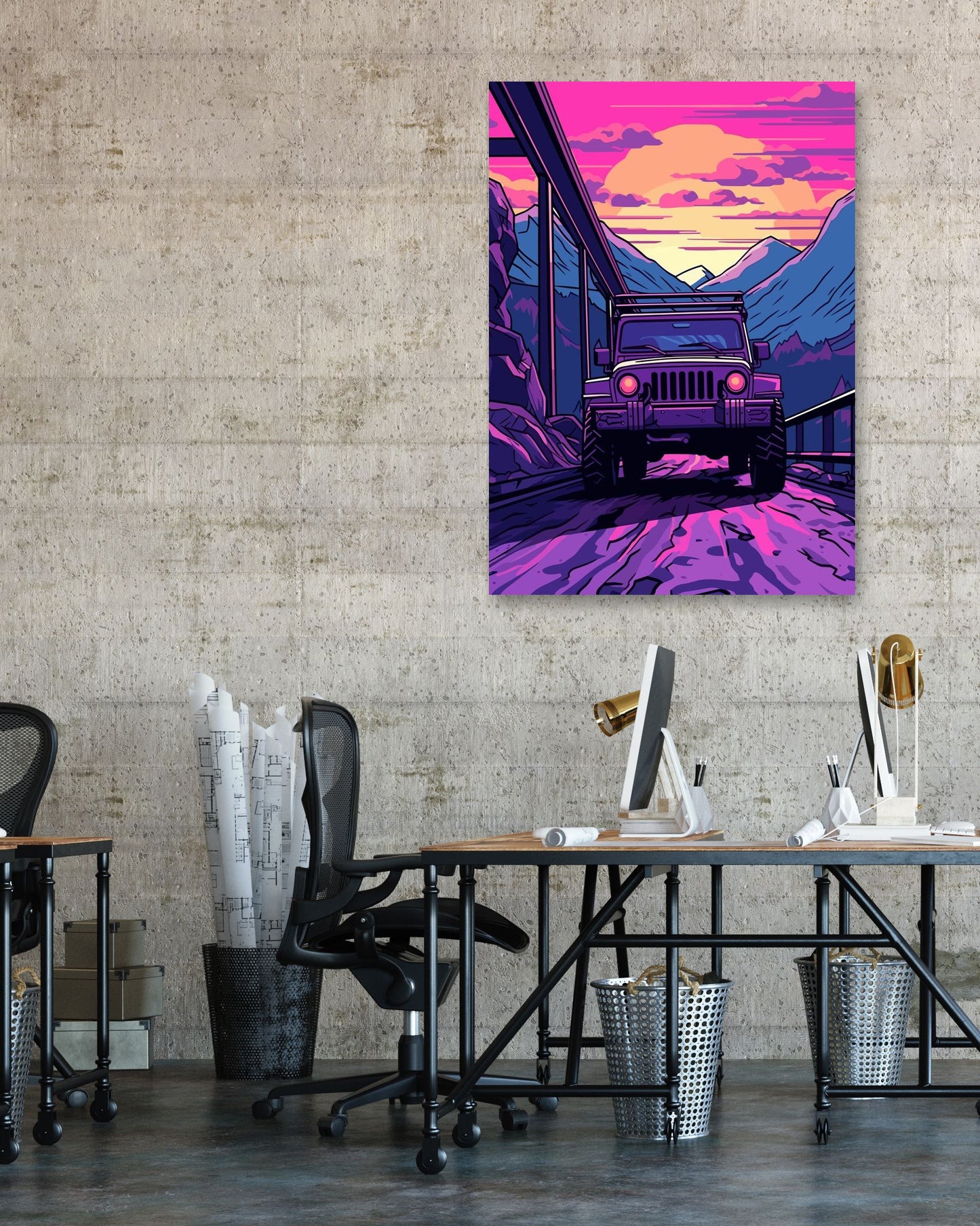 Jeep Wrangler Car Retro Synthwave - @GreyArt