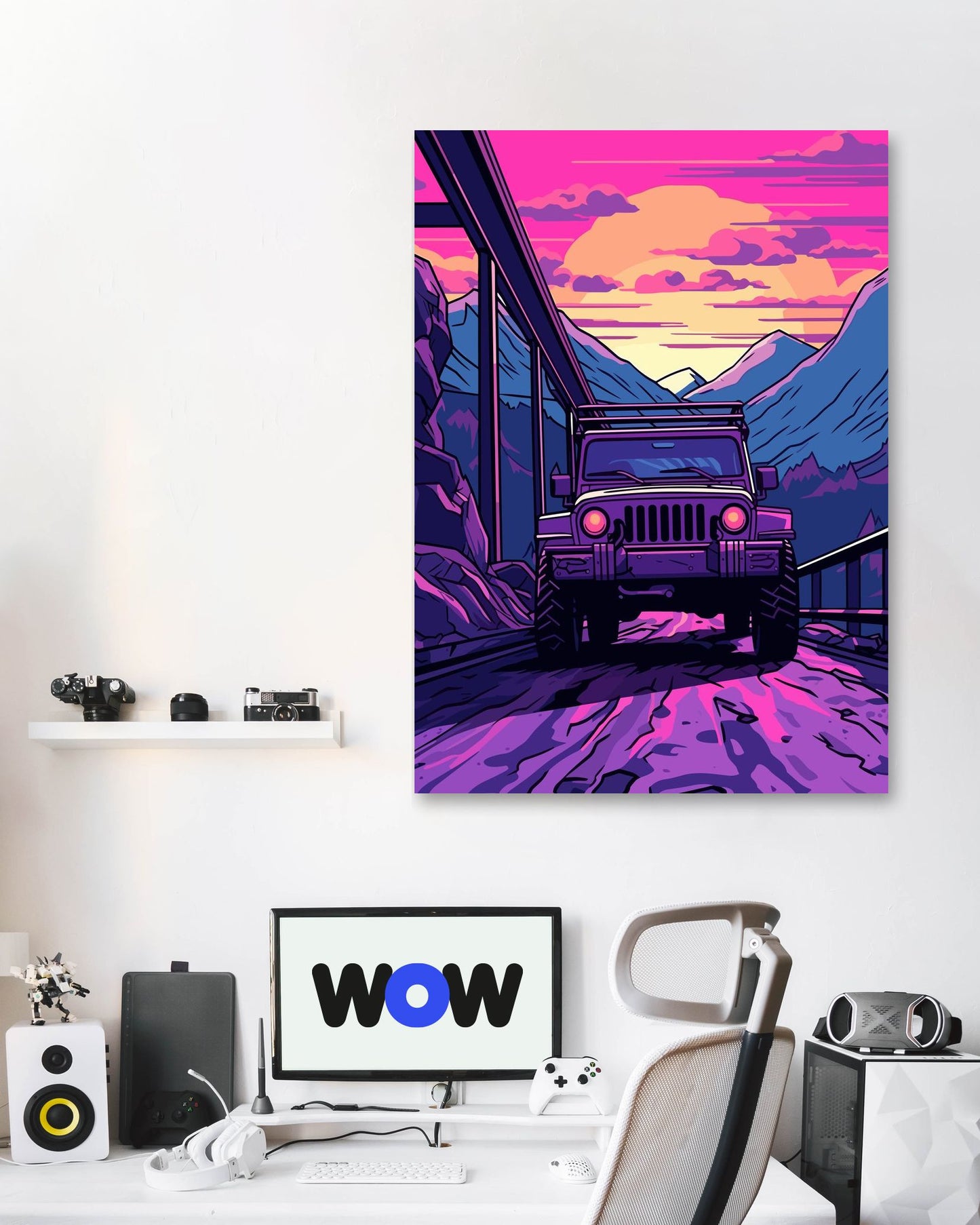 Jeep Wrangler Car Retro Synthwave - @GreyArt