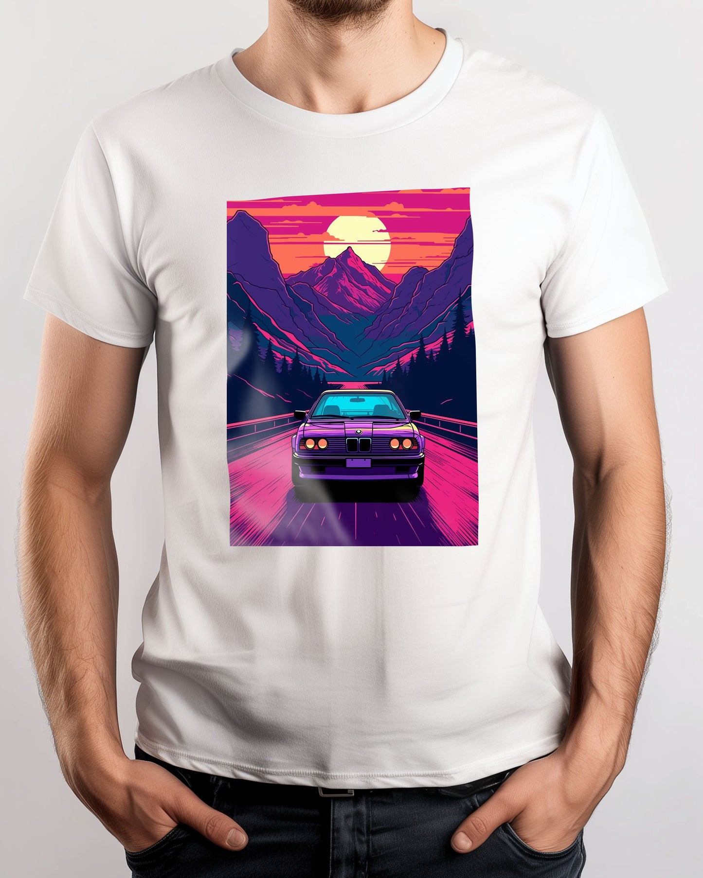 BMW Car Retro Synthwave - @GreyArt